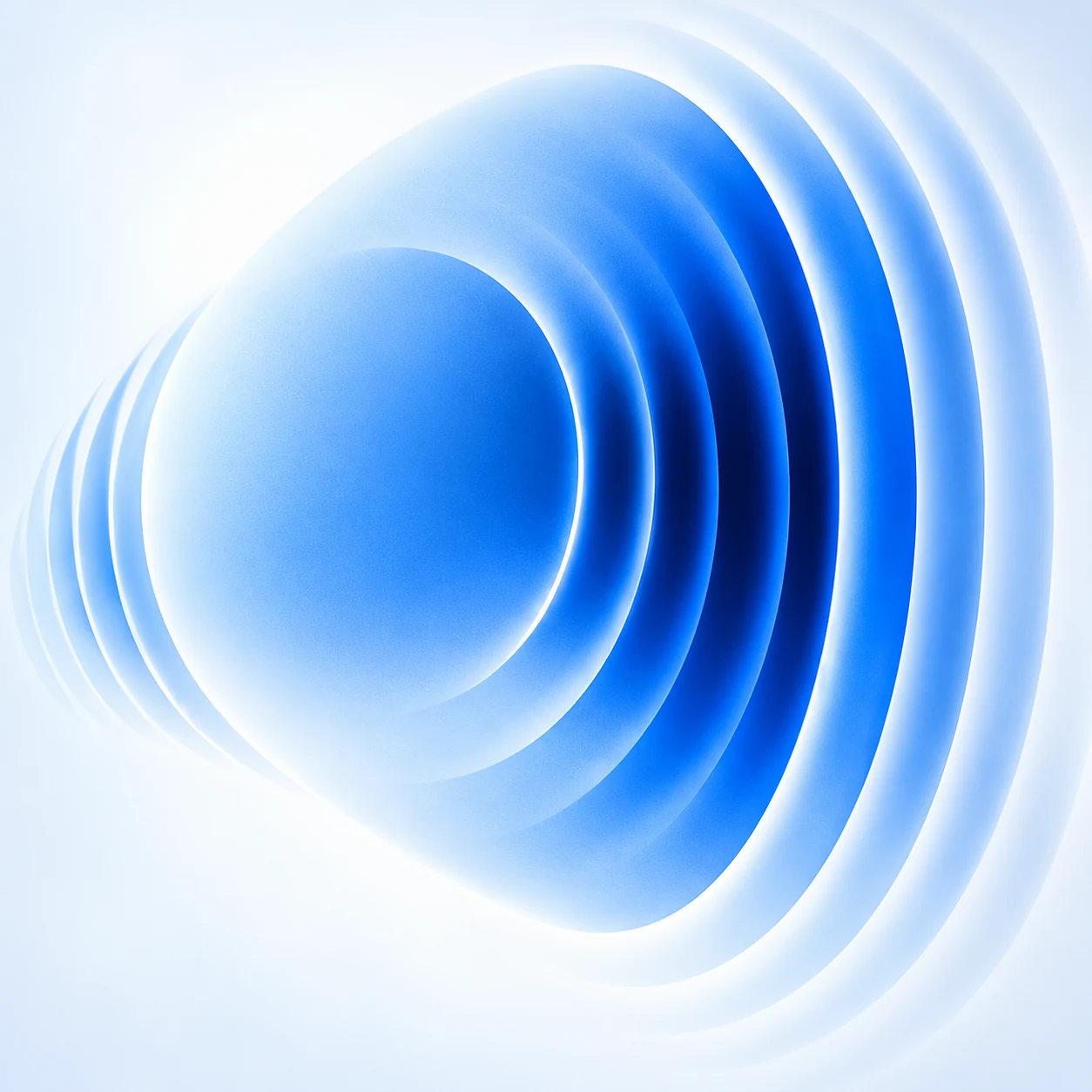 Blue sound waves spreading out into the world